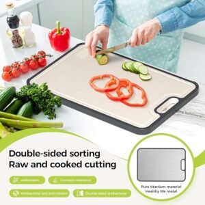 Double-Sided Titanium Cutting Board | Food-Grade Titanium & PP Kitchen Chopping Board (15" × 10.3")