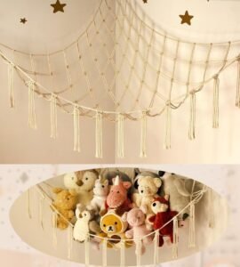 Large Stuffed Animal Storage Hammock | Corner Plush Toy Organizer Net | Kids Bedroom & Nursery Wall Décor