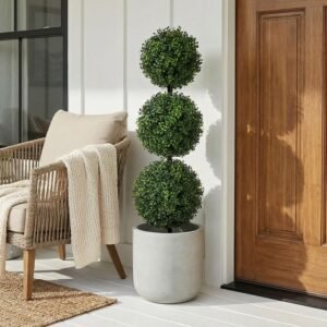 Nearly Natural 36-Inch Artificial Triple Ball Boxwood Topiary Tree | Indoor & Outdoor Faux Plant Décor