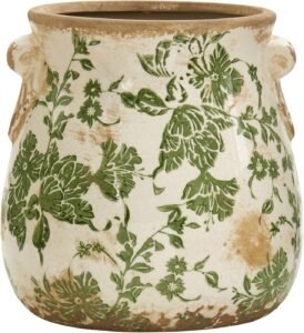 Nearly Natural 6.5-Inch Ceramic Decorative Vase | Tuscan Style Green Floral Vase for Home Décor