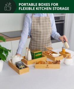 ROYAL CRAFT WOOD 5-Piece Bamboo Drawer Organizer Set | Multi-Purpose Storage Trays for Home & Office