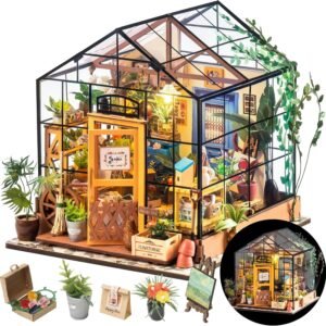 Rolife DIY Miniature Greenhouse Kit | Cathy's Greenhouse Mini House with Furniture | Creative Craft Gift