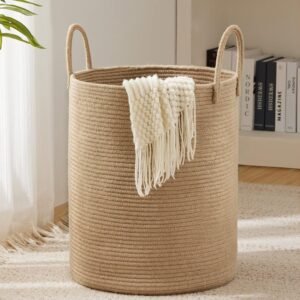 YOUDENOVA Jute Rope Laundry Hamper | 58L Large Woven Storage Basket for Bedroom & Nursery
